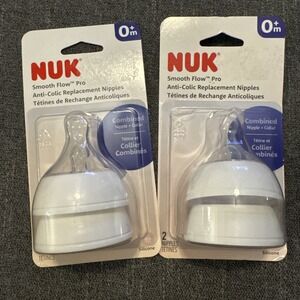New‎ Lot 2,4 Total NUK Smooth Flow Pro Anti-Colic Replacement Nipples 0+m